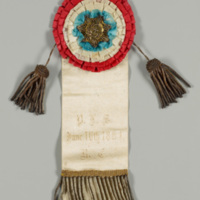 Ribbon awarded by Phiologian (Literary Society) dated June 16th, 1881.