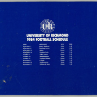 Richmond Football 1984. Media Guide.